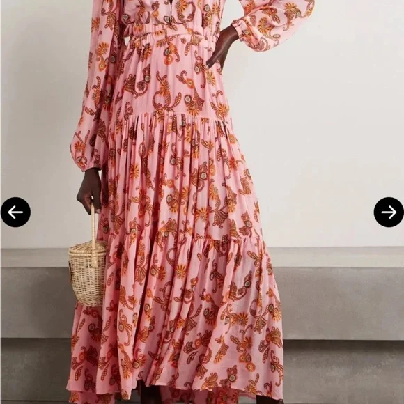 A.L.C. Pink Floral Paisley V-Neck Maxi Dress - Picture 2 of 3